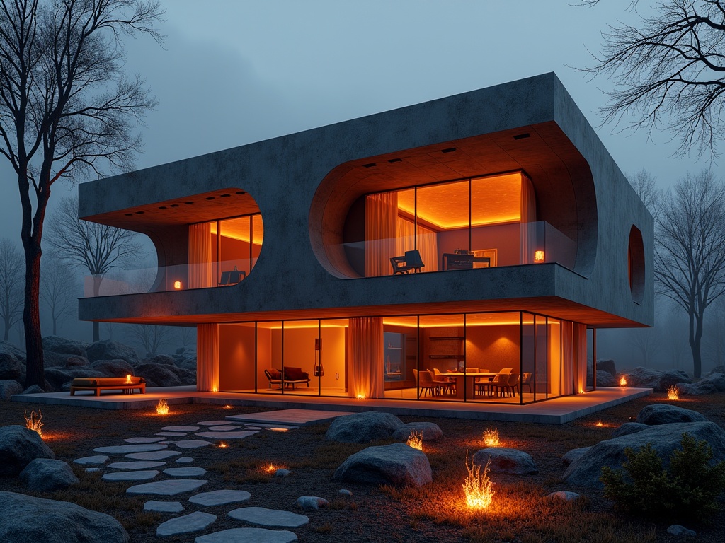 House — Glass x Modern Dark Lights x Lava x Clay x Cyberpunk